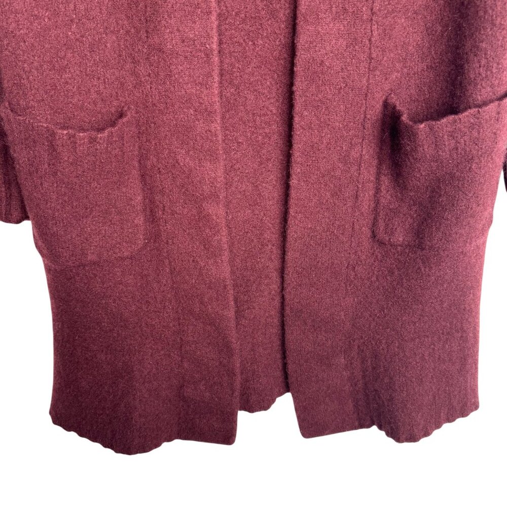 360 100% Cashmere Women's Medium Burgundy Open Cardigan Long Sleeve Sweater‎ - Picture 4 of 10